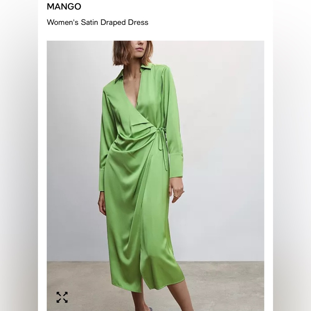 Mango Vibrant Green Long Sleeve Dress #100